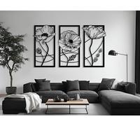 Décoration Murale botanique en métal, 3 pièces, Art Mural Moderne en métal, Grande œuvre d'art texturée 3D, Sculpture Moderne pour Salon, Chambre, Couloir et escaliers, décoration d'int