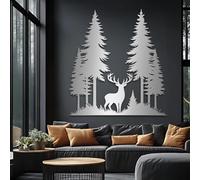 Décoration Murale cerf en métal argenté, Sculpture Murale Faune Sauvage en métal, Sculpture Moderne représentant Un cerf pour Salon, Chambre, Couloir et escaliers, décoration intérieure n