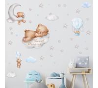 Décoration Murale Chambre Bébé Mignon,Décoration Murale De Chambre Imperméable,Sticker Ours Sur Lune Sticker Mural Peut Être Disposé Et Combiné À Volonté,Stickers Muraux Pour Chambre De Bébé