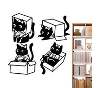Décoration Murale Chat | Ensemble de 4 Pièces Métal Noir Mat Silhouette Humoristique | Décoration Murale en Fer | Pour Chambre, Salon, Salle de Bains, Hall d'Entrée, Couloir, Cuisine, Bureau,