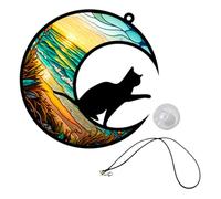Décoration Murale Chat Lune à Suspendre en Acrylique, 1 Set