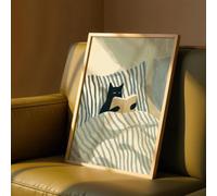 Décoration murale chat noir en train de lire, poster cosy pour chambre à coucher, illustration de chat amoureux des livres, chat au lit en train de lire pour salon ou maison (50 x 75 cm / sans cadre)