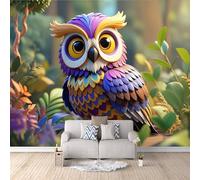 Décoration Murale Chouette Des Couleurs, Wallpaper Art Photo Paysage Fauniquemur De Tête De Lit Transforme Votre Pièce Solution Rénovation Rapide Collez Directement Sur Le Mur Écologique 300X210cm