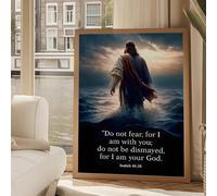 Décoration murale chrétienne, affiches imprimées de versets bibliques, peinture à l'huile Jésus marchant sur l'eau, décoration d'écritures religieuses pour la maison (80 x 120 cm/cadre intérieur)