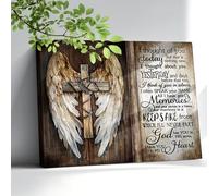 Décoration murale chrétienne avec ailes d'ange rustique « I Thought of You Today » - Impression de peinture de ferme encadrée - Cadeau chrétien pour salle de bain, salon, chambre à coucher, bureau -