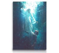 Décoration murale chrétienne Jésus avec impression « When You Go Through Deep Water I Will Be With You » - Histoires bibliques - Art mural religieux - Affiche de foi religieuse pour église, chambre à