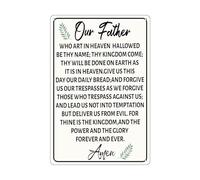 Décoration murale chrétienne - Our Father Who Art In Heaven Hallowed Be Thy Name The Lord's Prayer Sign - Décoration murale de ferme, décoration de salle à manger en métal 20,3 x 30,5 cm