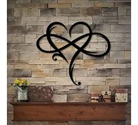 Decoration Murale Coeur Infini, Décoration Murale en Métal, Signe d'amour Decoration Murale Metal Sculpture Murale pour la décoration salon, de la maison, de la chambre à coucher (Noir, 60 x 52 cm)