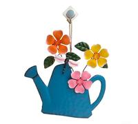 Décoration murale complexe en fer pour intérieur/extérieur, design bouilloire lumineux pour salon et jardin (bleu)