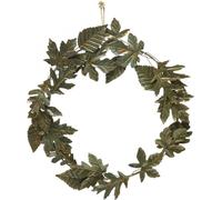 Décoration murale Couronne de feuilles en métal aspect laiton Décoration d'automne Vintage Ø52cm