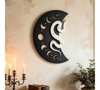 Décoration murale Croissant de lune & Serpent : Art céleste wiccan Cadeau de pendaison de crémaillère Décoration d'intérieur Accent décoratif pour le salon Minimaliste Bohème Wabi-Sabi Élégant Cadeau 