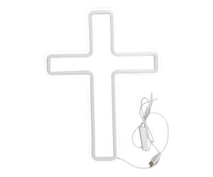 Décoration murale croix croix lumineuse LED alimentée par USB de Jésus à suspendre idéale pour un lieu de culte une église ou pour Noël et Pâques.