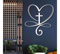 Décoration murale Cœur Infini, Décoration murale Cœur Infini Amour Éternel, Déco Cœur Infini, Décoration murale Croix en Métal, Art mural pour salon (Argent, 94 x 100 cm, art mural en métal)