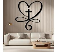 Décoration murale Cœur Infini, Décoration murale Cœur Infini Amour Éternel, Décoale Cœur Infini, Décoration murale Croix en Métal, Art mural pour salon (Noir, 57 x 60 cm, art mural en métal)