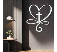 Décoration murale Cœur Infini, Décoration murale Cœur Infini Amour Éternel, DécoDécoration murale Croix en Métal, Décoration murale pour salon (Blanc, 44 x 47 cm, décoration murale en métal)