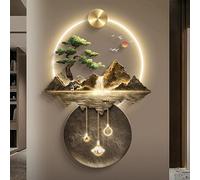 Décoration murale d'art 3D, sculpture murale en forme de poisson koï pour salon et couloir - Suspension murale Feng Shui oriental avec lampe décorative