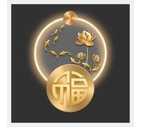 Décoration Murale d'art de Luxe avec Lampes LED, Sculpture Murale, Peinture et Art des Murs Suspendus, Nouvelle Peinture décorative de Lotus Chinois