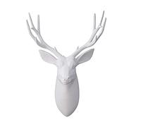 Décoration Murale De Animal,Tête De Cerf Artificielle Fixée Au Mur pour La Décoration De La Maison,Art De Sculpture Murale De Tête De Cerf en Résine De Taxidermie,Décor Murale pour Le Bureau du Salon