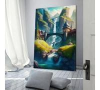 Décoration murale de chambre à coucher Village_On_The_Hill pour salle de bain rustique, art mural moderne 24 x 36 pouces (60 x 90 cm)