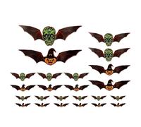 Décoration murale de chauves-souris, 24 pièces, décorations suspendues de batte volante d'Halloween, décorations d'Halloween de chauve-souris 3D, décalcomanies murales de chauves-souris illuminées 3D