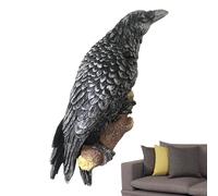 Décoration murale de corbeau, sculpture pour mur, figurine de corbeau en résine murale | Présentation de plumes détaillées, bec et yeux, décoration de chambre d'étude, cour, chambre à coucher