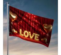 Décoration murale de dortoir pour garçons - Lettres d'amour - Drapeau lumineux - Accessoires de salle de bain - 60 x 90 cm