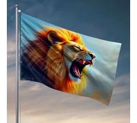 Décoration murale de dortoir pour garçons - Lion rugissant avec drapeau crinière vibrante - Accessoires de bar à la maison (120 x 180 cm)