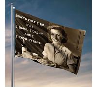 Décoration murale de dortoir pour garçons universitaires avec inscription « That'S What I Do Itaa I Bake, I Drink And I Know Things » Drapeau pour salle de bain Accessoires de bar (120 x 180 cm)