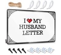 Décoration murale de dortoir pour garçons universitaires avec lettre « I Love My Husband » en étain, drapeaux pour dortoirs, décorations d'été pour la maison (20 x 30 cm)