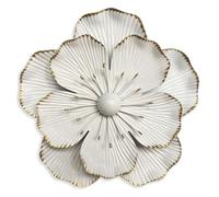 Décoration murale de fleur en métal, sculpture florale moderne et rustique, fer vieilli, œuvres d'art pour intérieur, cuisine, chambre, salon, bureau, extérieur, jardin, terrasse, 23 cm, 35B-blanc