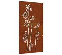 Décoration murale de jardin en acier Corten - 105 x 55 cm - Design bambou - Résistant aux intempéries - Marron rouille - Durable - Pour clôture et mur dans le jardin comme décoration naturelle