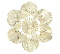 Décoration murale de luxe nordique en forme de feuille d'abricot, miroir à fleurs, pendentif mural en fer, décoration de porche élégante et moderne, ronde en métal, pour salon, (B 43.3x43.5x3cm /