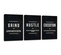 Décoration murale de motivation pour bureau Impression sur toile avec citation d'entrepreneur 3 pièces Décoration murale encadrée Facile à accrocher 91,4 x 40,6 cm
