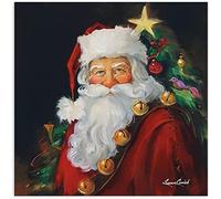 Décoration murale de Noël sur toile de Père Noël - Portrait - Impression peinture à l'huile - Œuvre d'art pour salon, chambre à coucher, décoration d'intérieur - Sans cadre - 60 x 60 cm