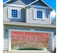 Décoration murale de porte de garage avec fleurs - 4,9 x 2,1 m - Rose et blanc - Motif rose et blanc - Toile de fond pour porte de garage