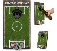 Décoration murale décapsuleur motif terrain de football - Décapsuleur à bière mural en forme de stade - Accessoire ludique avec filet récupérateur de capsules, idéal pour bar, « Man Cave » et (1PC)