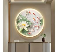 Décoration Murale, Décoration Murale À LED, Sculpture Murale, Décoration D'entrée De Poisson, Peinture Murale Créative À Suspendre Avec Vision 3D Pour Le Salon(A,90cm)