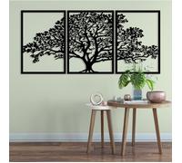 Décoration Murale - DEKORY - Arbre de Vie - 130 x 60 cm - Métal Noir - Effet 3D