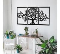 Décoration Murale - DEKORY - Arbre de Vie - 145 x 60 cm - Métal Noir - Effet 3D