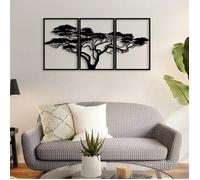 Décoration Murale - DEKORY - Arbre de Vie Africain - Métal Noir - 102x51 cm - Effet 3D