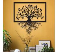Décoration Murale - DEKORY - Arbre de Vie - Métal Noir - 40x40 cm - Effet 3D