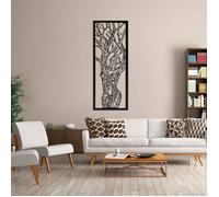 Décoration Murale - DEKORY - Art Mural Femme et Arbre de Vie - Métal Noir - 82x30 cm - Effet 3D