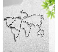 Décoration Murale - DEKORY - Carte du Monde - Métal - 80 x 60 cm - Effet 3D