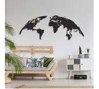 Décoration Murale - DEKORY - Carte du Monde - Métal Noir - 55 x 130 cm - Effet 3D