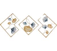 Décoration murale, design de feuilles de ginkgo, set de 3, or