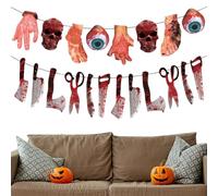 Décoration murale d'Halloween | Bannière effrayante sanglante 2025 - Toile de fond à suspendre pour les vacances en plein air, centre commercial, porte, clôture, maison, lieux d'anniversaire sur le
