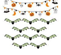 Décoration murale d'Halloween - Chauve-souris lumineuse - Décoration murale gothique d'Halloween pour chambre à coucher, maison hantée, porche, maison, cour, salle de classe, salle de bain, porte