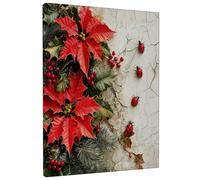 Décoration murale d'hiver en forme de coccinelle pour salon, ferme, poinsettia, salle de bain, petite taille standard, petites vacances, Nouvel An, entrée, salle à manger, chambre à coucher, 20,3 x