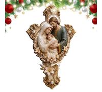 , décoration murale, dimensions : 30 cm, saints chrétiens avec | Œuvre murale en forme de croix pour salon, couloir, utilisation quotidienne, baptême, fête et célébrations