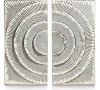 Décoration murale DKD Home Decor 2 pièces gris argenté Cercles modernes bois MDF (90 x 2 x 90 cm)